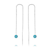 Boucle d'oreille chaîne en argent contre le mauvais œil